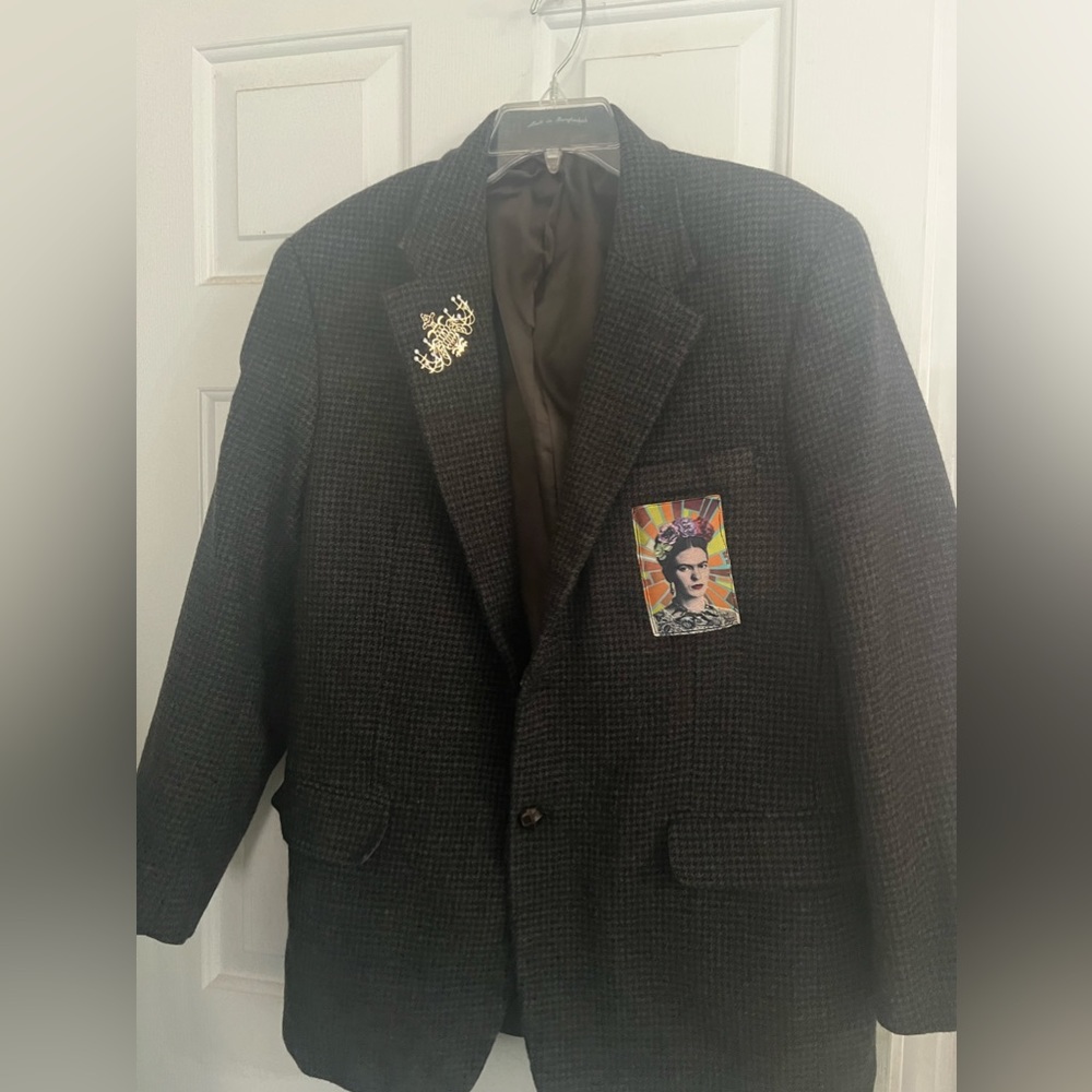 Vintage Frida Up-Cycled Suit Jacket! Super cute jeweled detail…